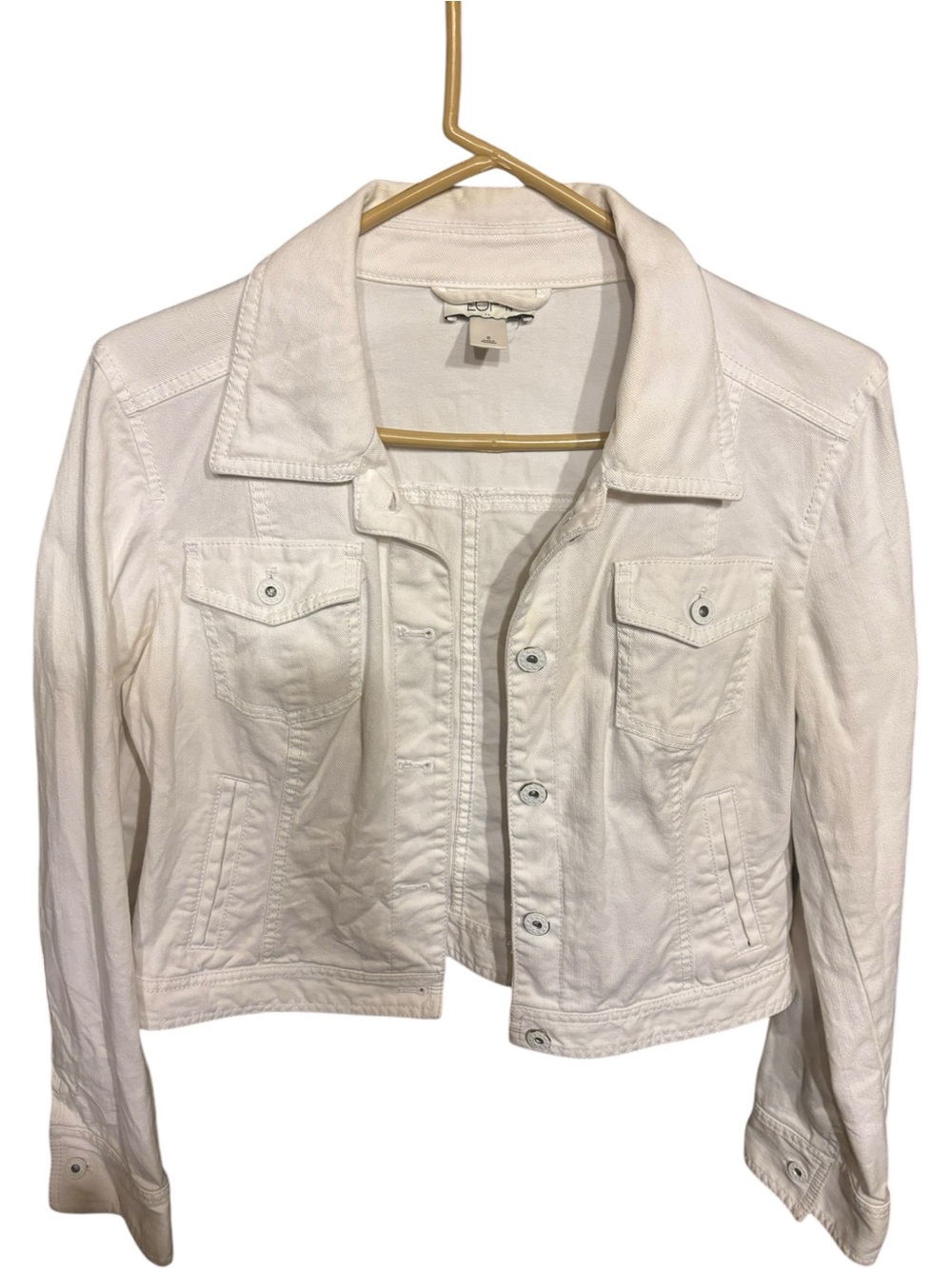 Ann Taylor White Cropped Jean Jacket